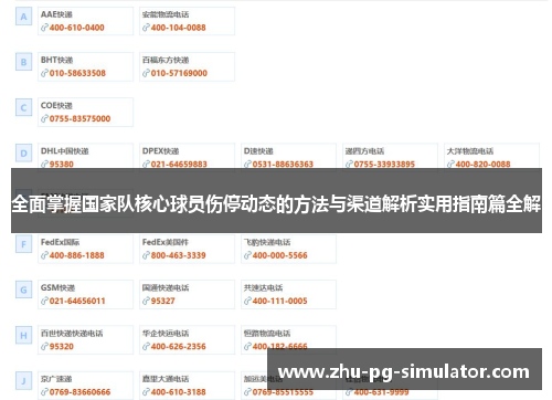 全面掌握国家队核心球员伤停动态的方法与渠道解析实用指南篇全解